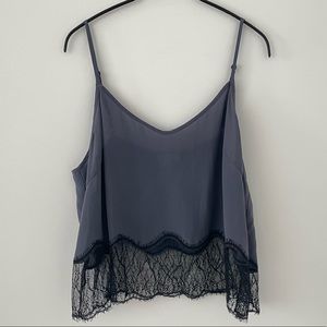 ARITZI Silk Crop Tank Camisole with Lace Trim